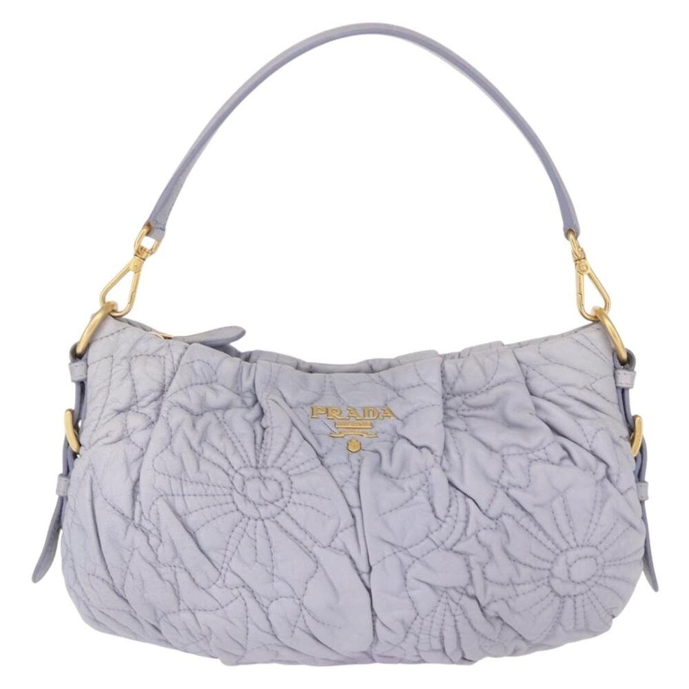 Prada Leather Flower Quilted Shoulder Bag Gold